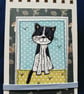Quirky art A6 reporters notebooks hand decorated with original cute cat art