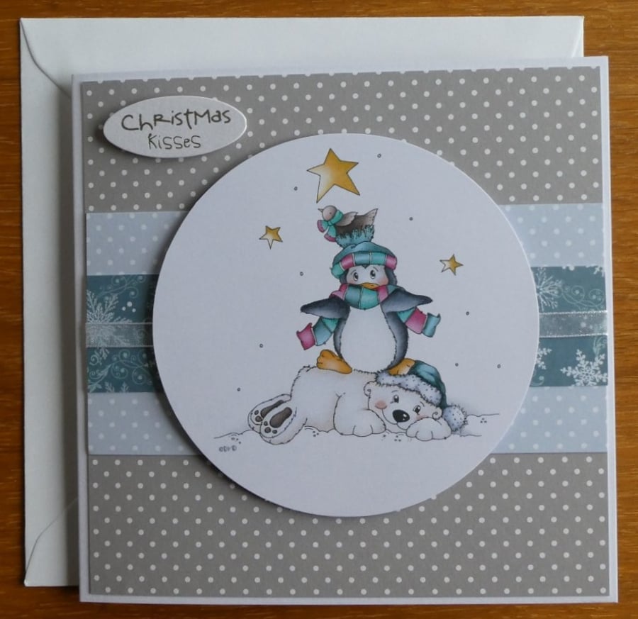 Sale - Polar Bear and Penguin Christmas Card