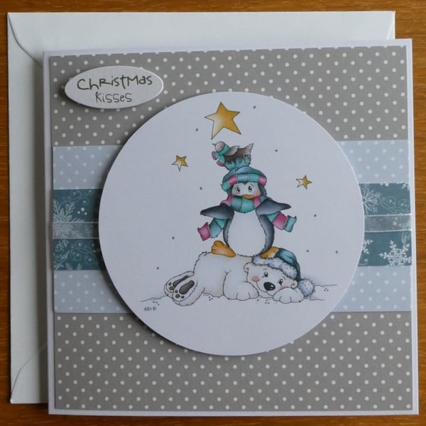Sale - Polar Bear and Penguin Christmas Card