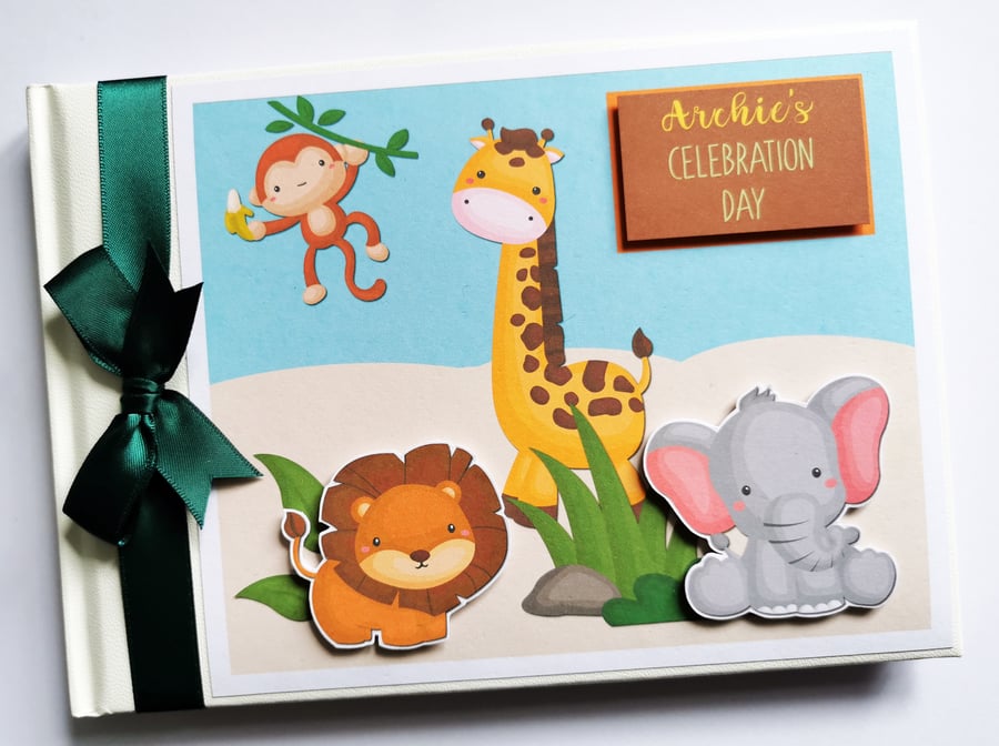 Safari birthday guest book, Jungle animals Birthday,  Baby Shower Guest Book