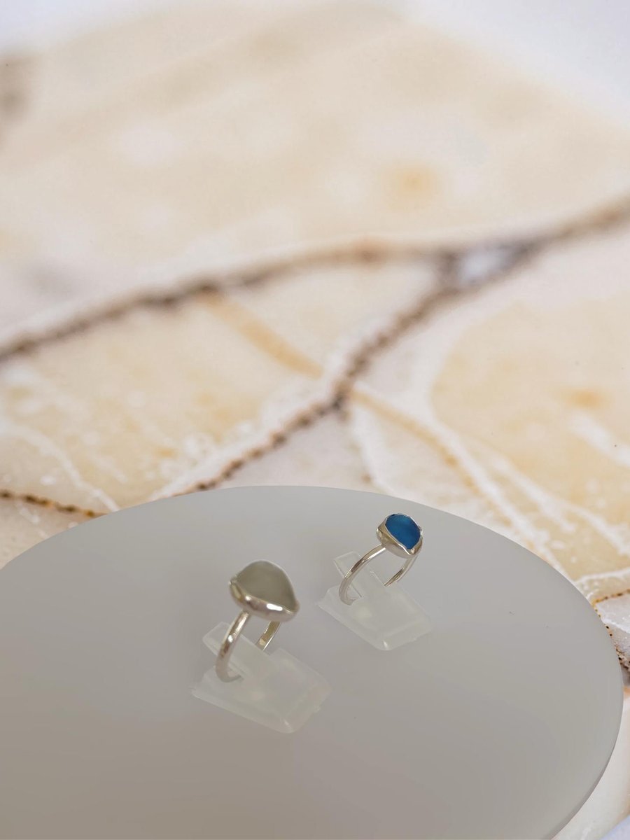 Sterling Silver Ring With Sea Glass