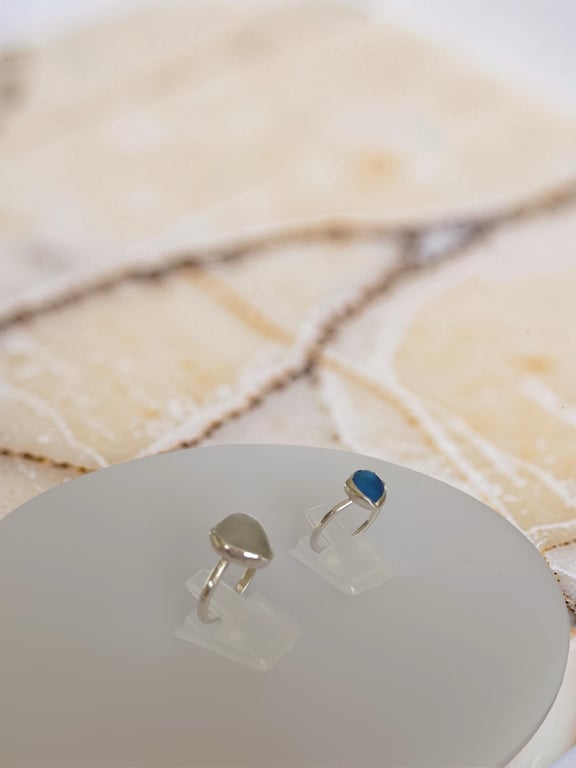 Sterling Silver Ring With Sea Glass