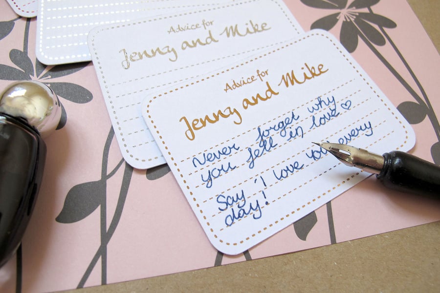 Personalized Foil Wedding Advice Cards