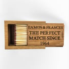 Personalised Oak Matchbox Cover – Engraved Fireside Gift