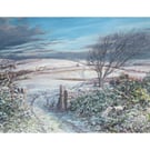  Seasonal Winter Landscape Christmas Card- Snowy Welsh Countryside Scene- 7x5 
