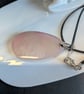 Handmade Pink Stone Teardrop Pendant Necklace - 44cm Cord - Image 3