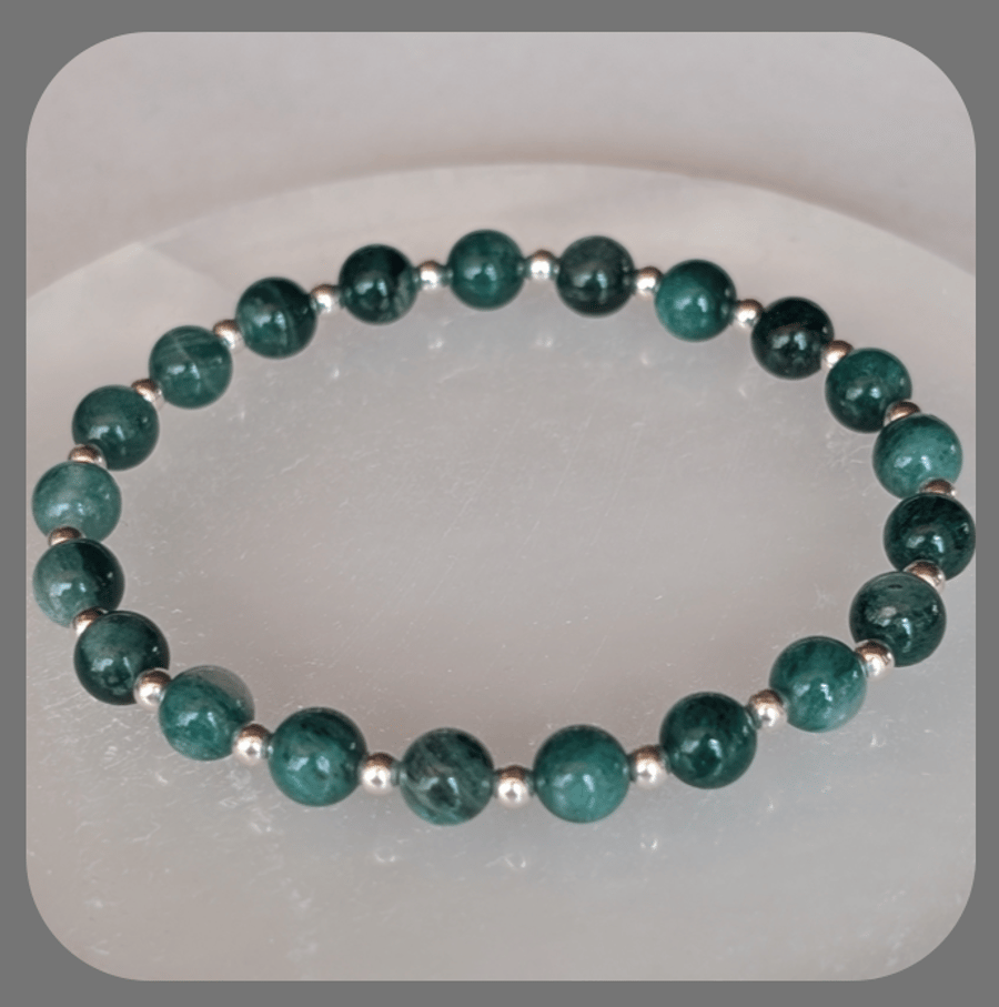 Green Mica and Sterling Silver Stacker Bracelet