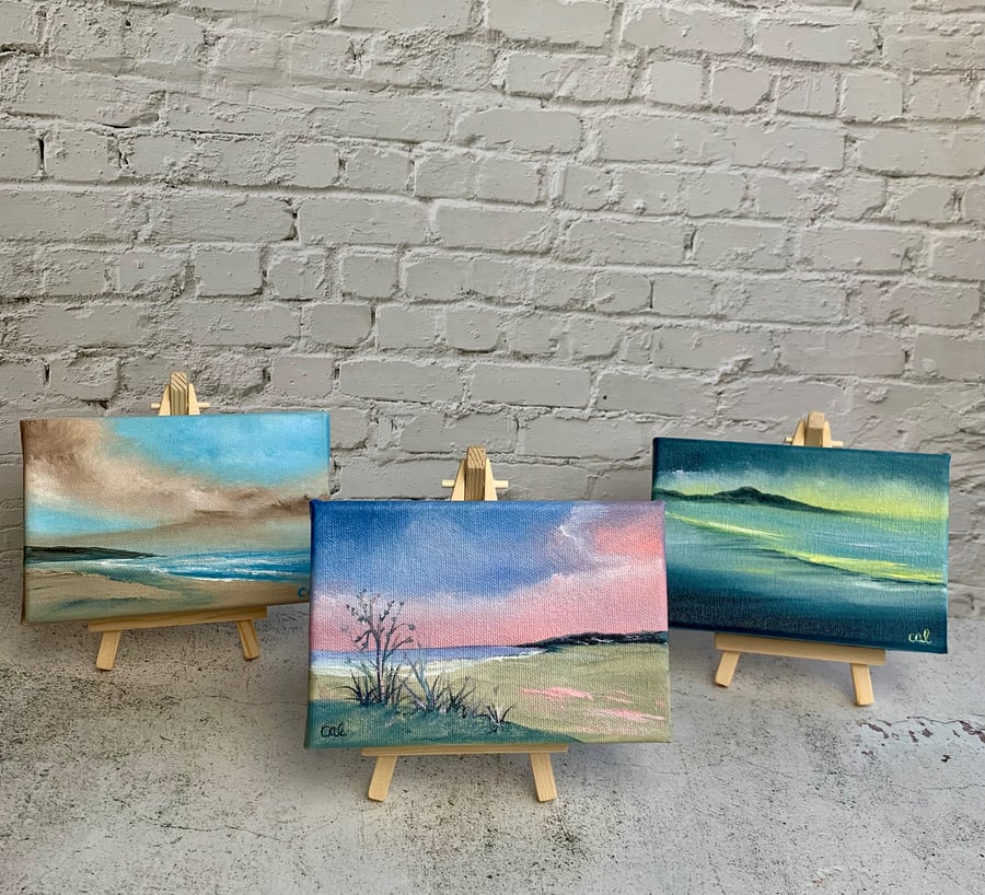 Mini Landscape painting, Oil painting, original oil painting, seascape painting