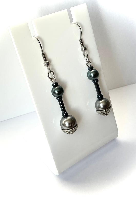 Shades of Grey Faux Pearl Earrings