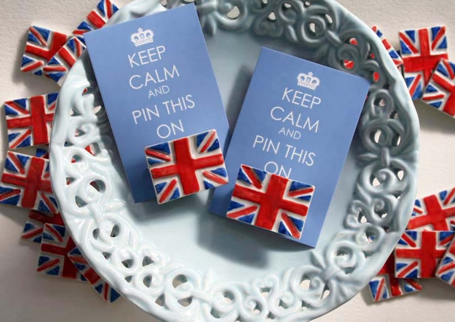 Handmade Union jack brooch - Keep calm - British flag brooch - Jubilee