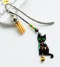 Cat Bookmark With Bell. Christmas Bookmark. Metal Bookmarks. Stocking Filler. - Image 1