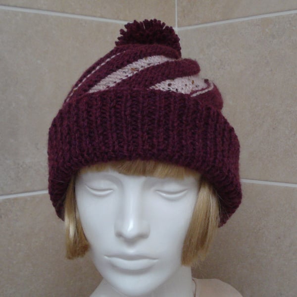 Dark Plum And Light Pink Twirly Hat For An Adult (A81)