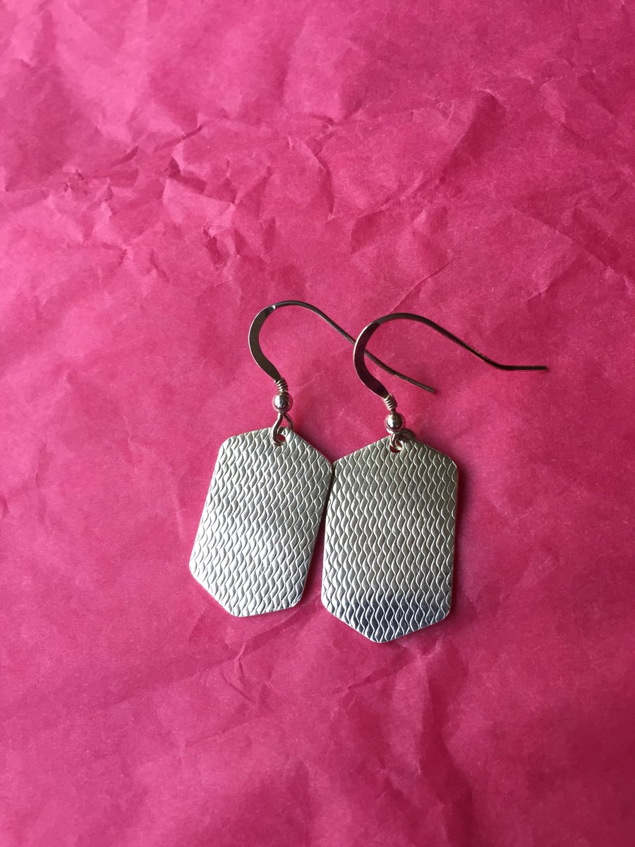 Hexagon silver earrings