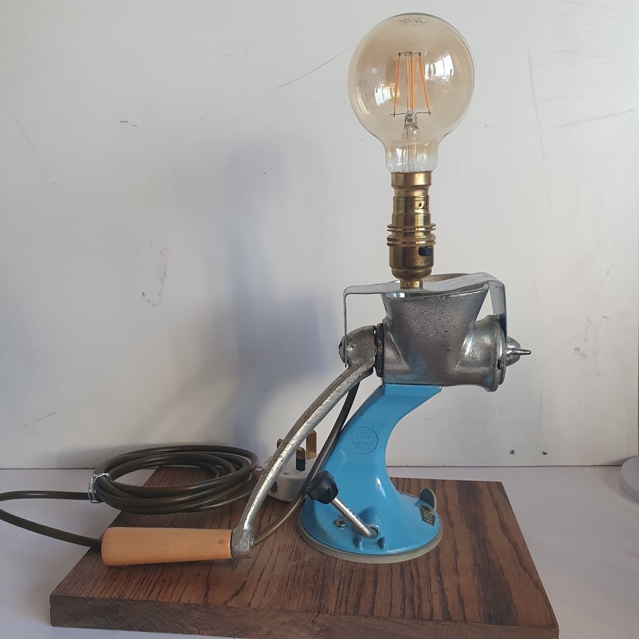 1970s Kitchen Spong Table Lamp - Quirky Repurposed Lighting - Edison Light Bulb