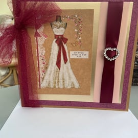 Elegant wedding dress sparkly glitter card 