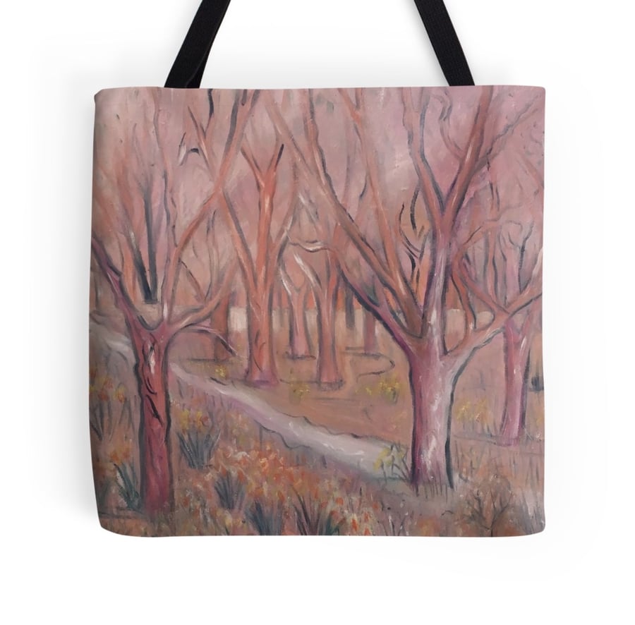 Beautiful Tote Bag Featuring The Design ‘Shades Of Pink In The Wild Garden’
