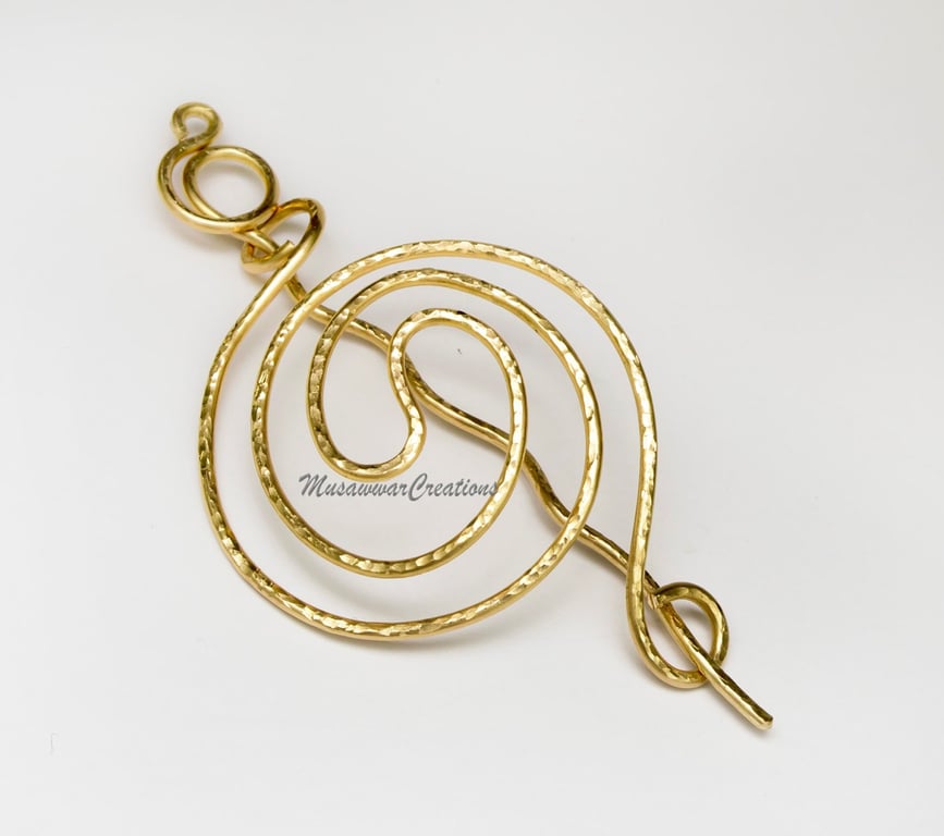 Brass Hair bun holder ,Hair bun slide, ,brass hair bun barrette,Spiral 