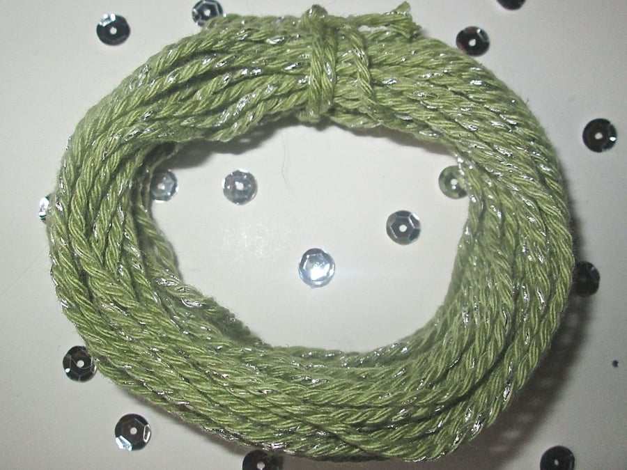 10 metres of Light Green SPARKLE Cotton Bakers twine