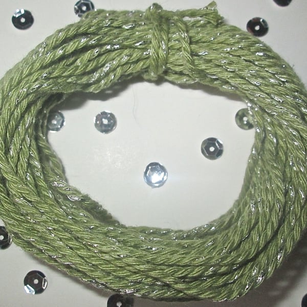 10 metres of Light Green SPARKLE Cotton Bakers twine