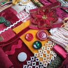 Red Velvet Slow Stitching Kit large - vintage and reclaimed textiles