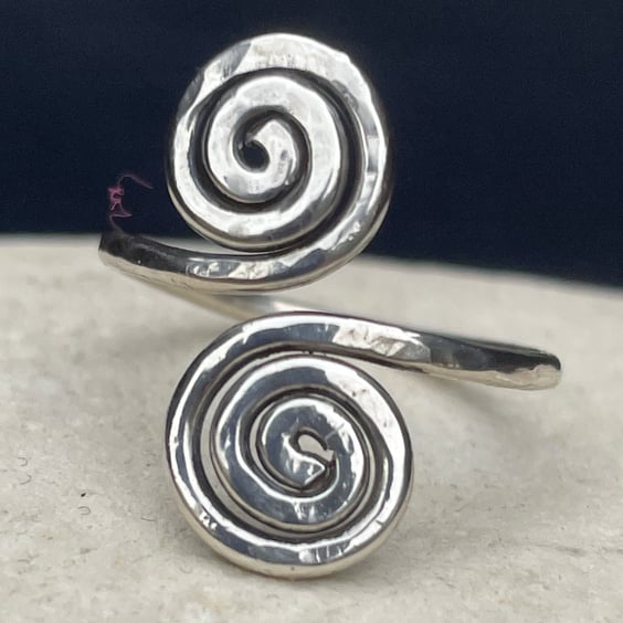 Boho Style Sterling Silver double spiral ring