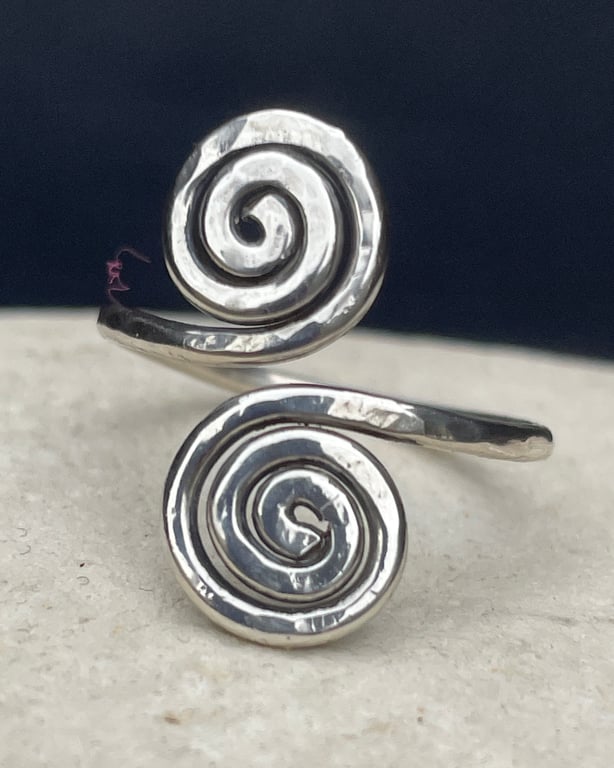 Boho Style Sterling Silver double spiral ring