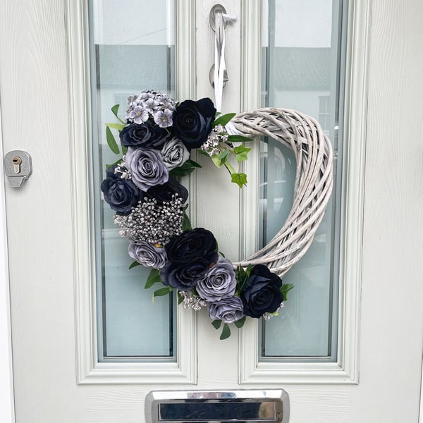 Heart wreath for front door, indoor wreath, year round wreath, new home gift, ho
