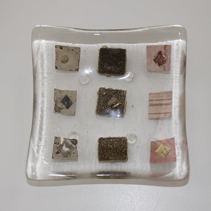 Fused Glass Trinket Dish with Metallic Inclusions - 9108