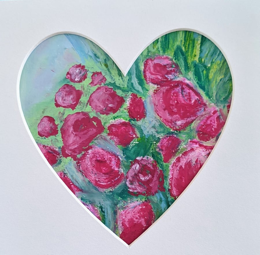 A heartful of roses original mini art