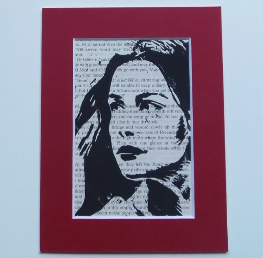 Lino Print ARWEN Fan Art Book Page Gift Idea Liv Tyler