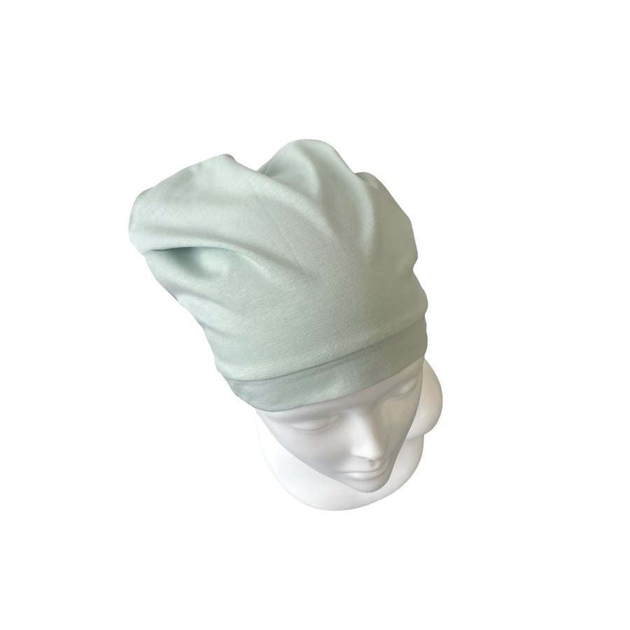 Pastel Green Bamboo Jersey Slouchy Hair Loss Beanie Hat Soft BAMBOO BEANIE CAP