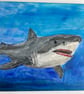 Original shark painting 12x10" wildlife ,ocean life 
