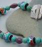 Peruvian handpainted bead necklace with glass & Magnesite beads - Image 4