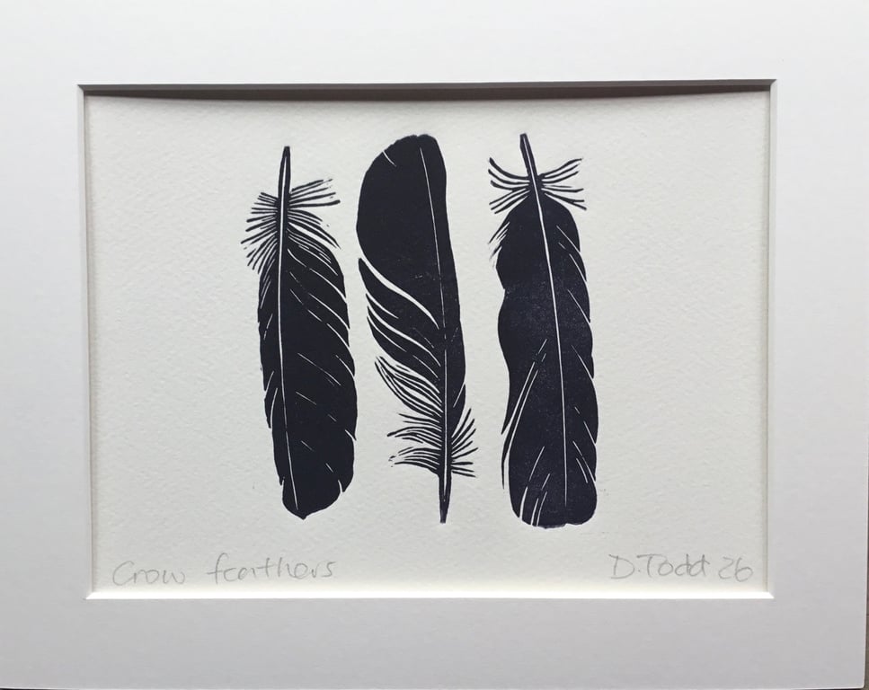 'Crow Feathers ' Linocut Print