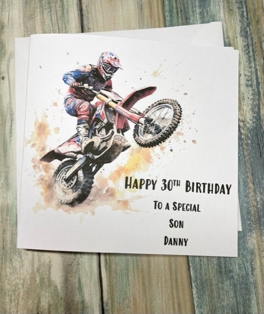 Motorbike Birthday Card Bike Happy Birthday Card for Son Brother Cousin 