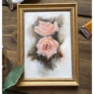 Roses framed oil painting