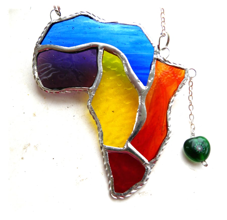 Africa Suncatcher Stained Glass Rainbow Map 