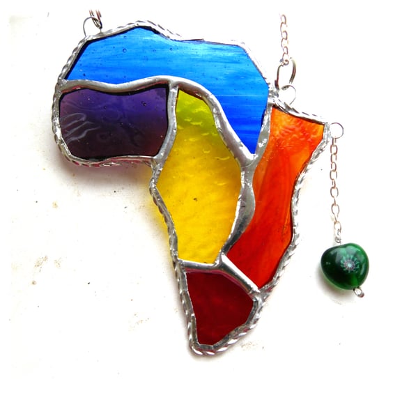 Africa Suncatcher Stained Glass Rainbow Map 