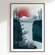 Falling Water Illustrated Art Print
