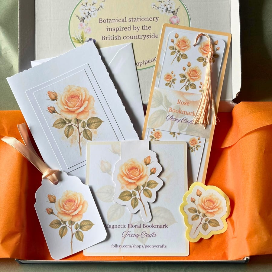 Rose June Birth Flower Mini Gift Set, Botanical Stationery Gift