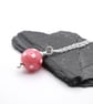 lampwork glass pink polka dot pendant necklace