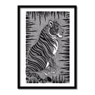 Fierce Looking Tiger Original Art Pen And Ink Drawing