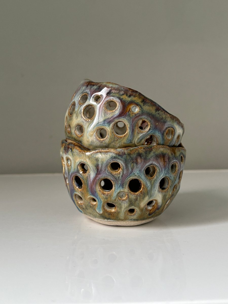 Handmade ceramic tealight holder