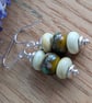 Handmade Sterling Silver Green Moss Lampwork Earrings - Image 7