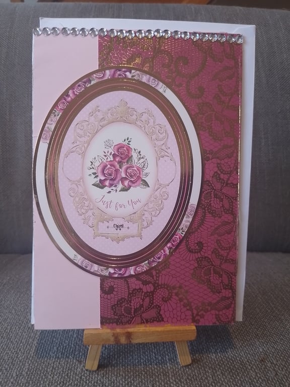 Pink Roses Just For You greetings card