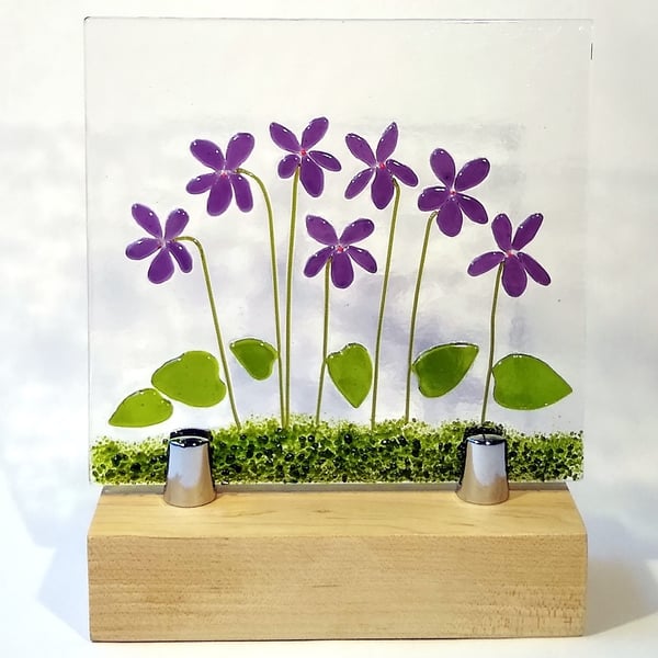 Fused glass violet panel