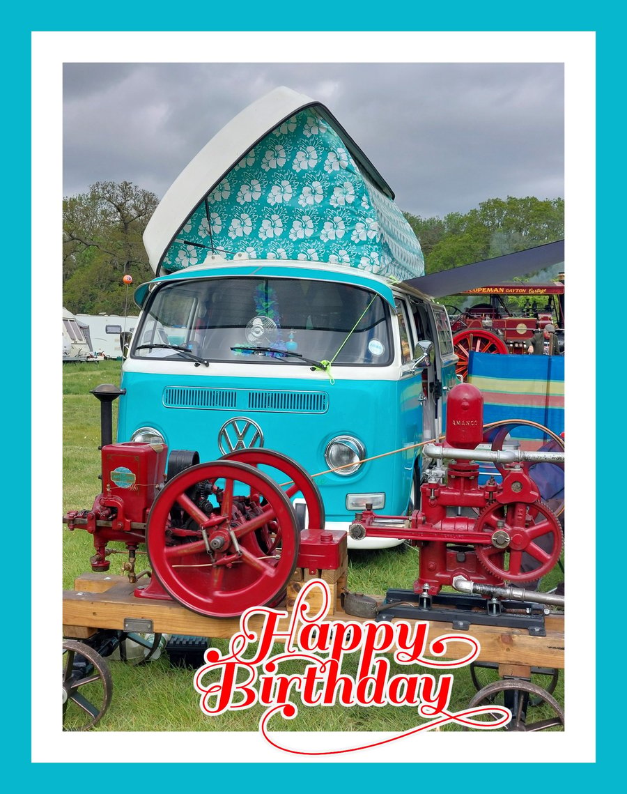  Steam Traction Engine & Campervan Greeting Card A5