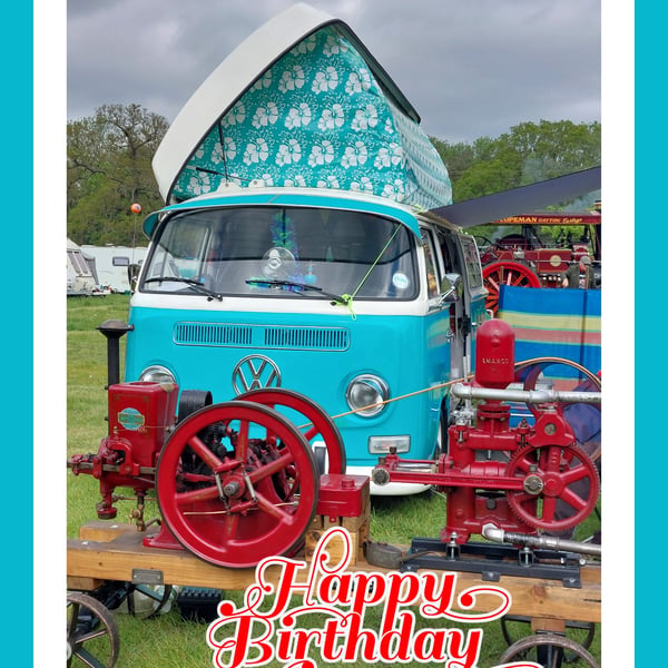  Steam Traction Engine & Campervan Greeting Card A5