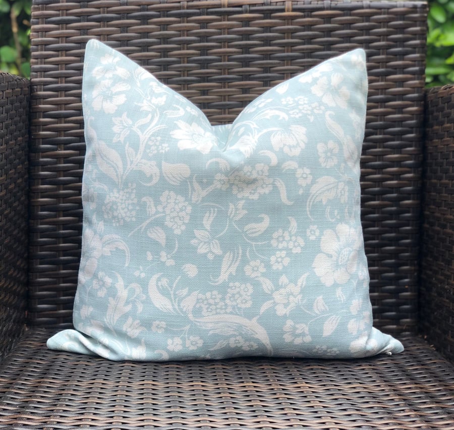 Custom Order for Erin, Duck Egg Floral Cushion Cover, 24” x 24”