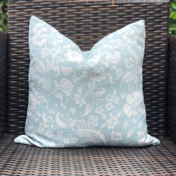 Custom Order for Erin, Duck Egg Floral Cushion Cover, 24” x 24”